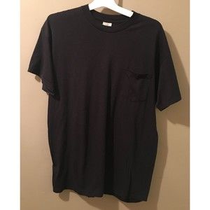 VTG Sears Roebuck Mens XL Pocket TShirt Basic Single Stitch USA Made Black Blank